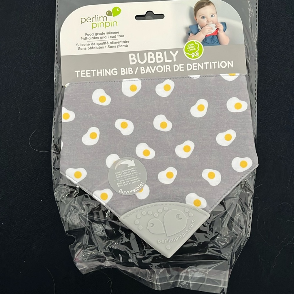 Cotton teething bib food grade silicone teether